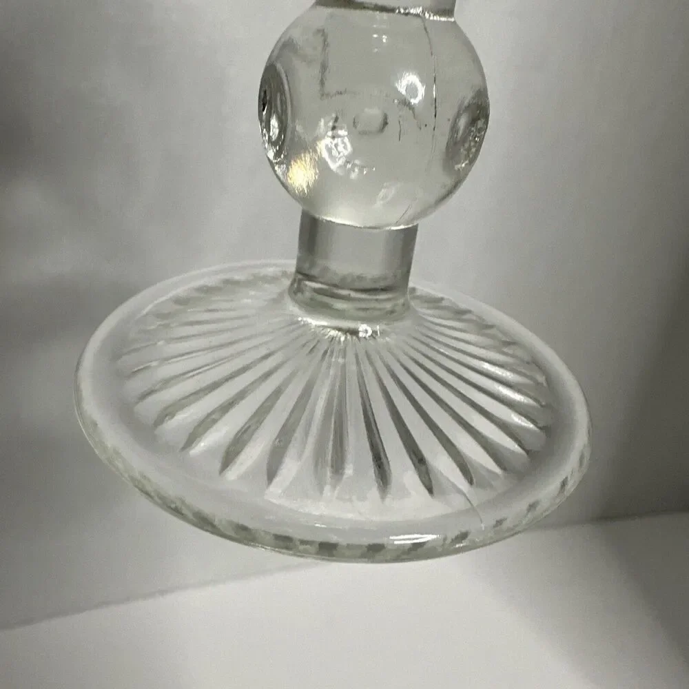 Vintage Footed Glass Diamond Fan Crystal  Parfait‎ Juice Champagne 4 5/8”